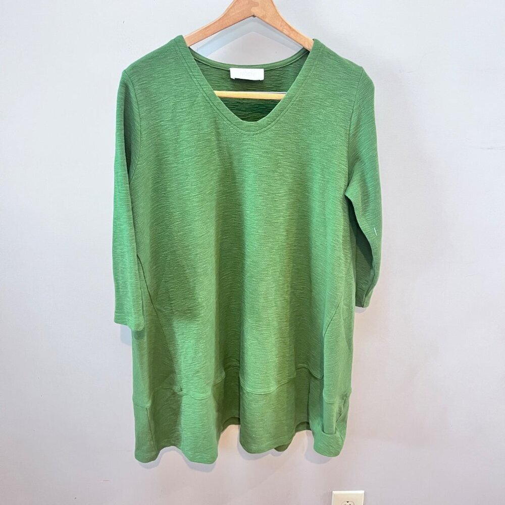 Green Noen Womens V-Neck Tunic Dress‎ XS Lagenlook style